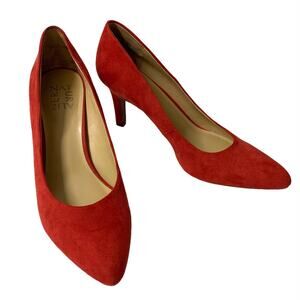 ALIZER NATUR Red Suede Pointed Toe Pump Heels Size 9.5